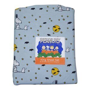 Peanuts Snoopy Halloween Fall King Sheets By Berkshire Ghosts Bats Stars Blue